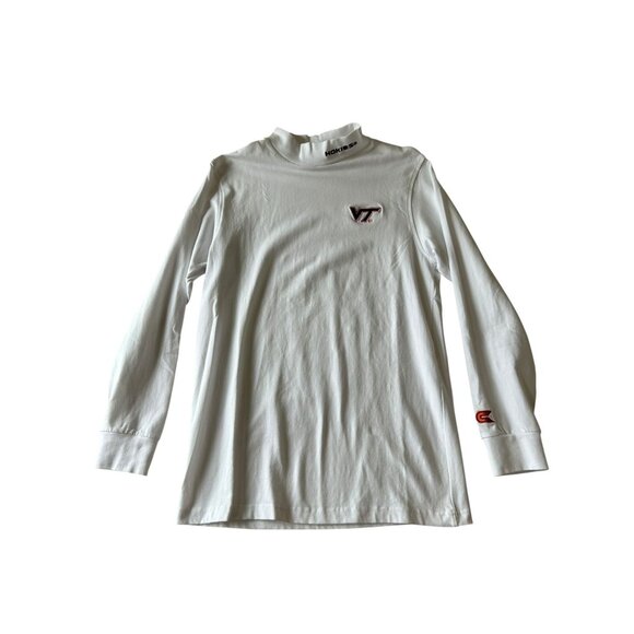 Virginia Tech VT Hokies Colosseum White Mock Neck Long Sleeve Shirt Sz Med - Picture 1 of 8